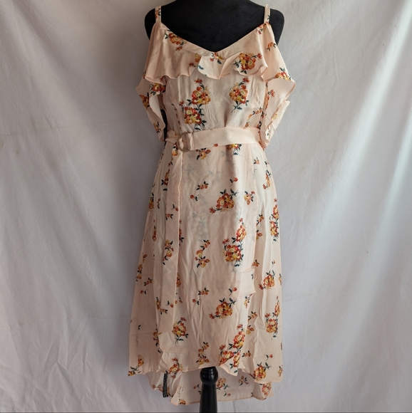100% Mulberry Silk Armelle Light Peach Off the Shoulder Dress Size 8 - Picture 11 of 14
